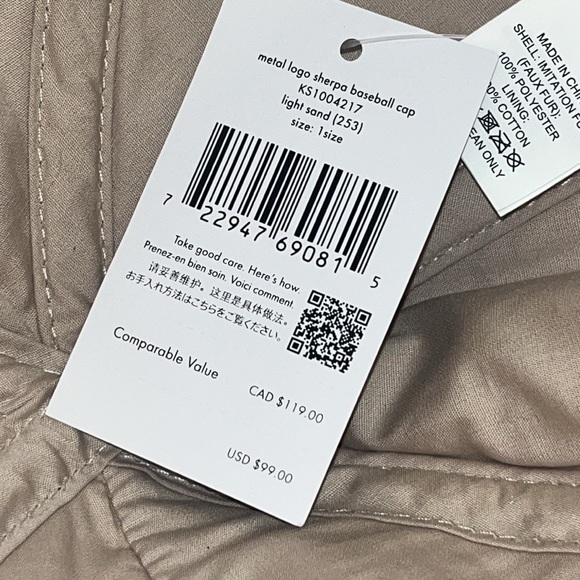 ♠️kate spade Sherpa Plush Fur Baseball Cap Light Sand Cream NWT - Picture 12 of 13